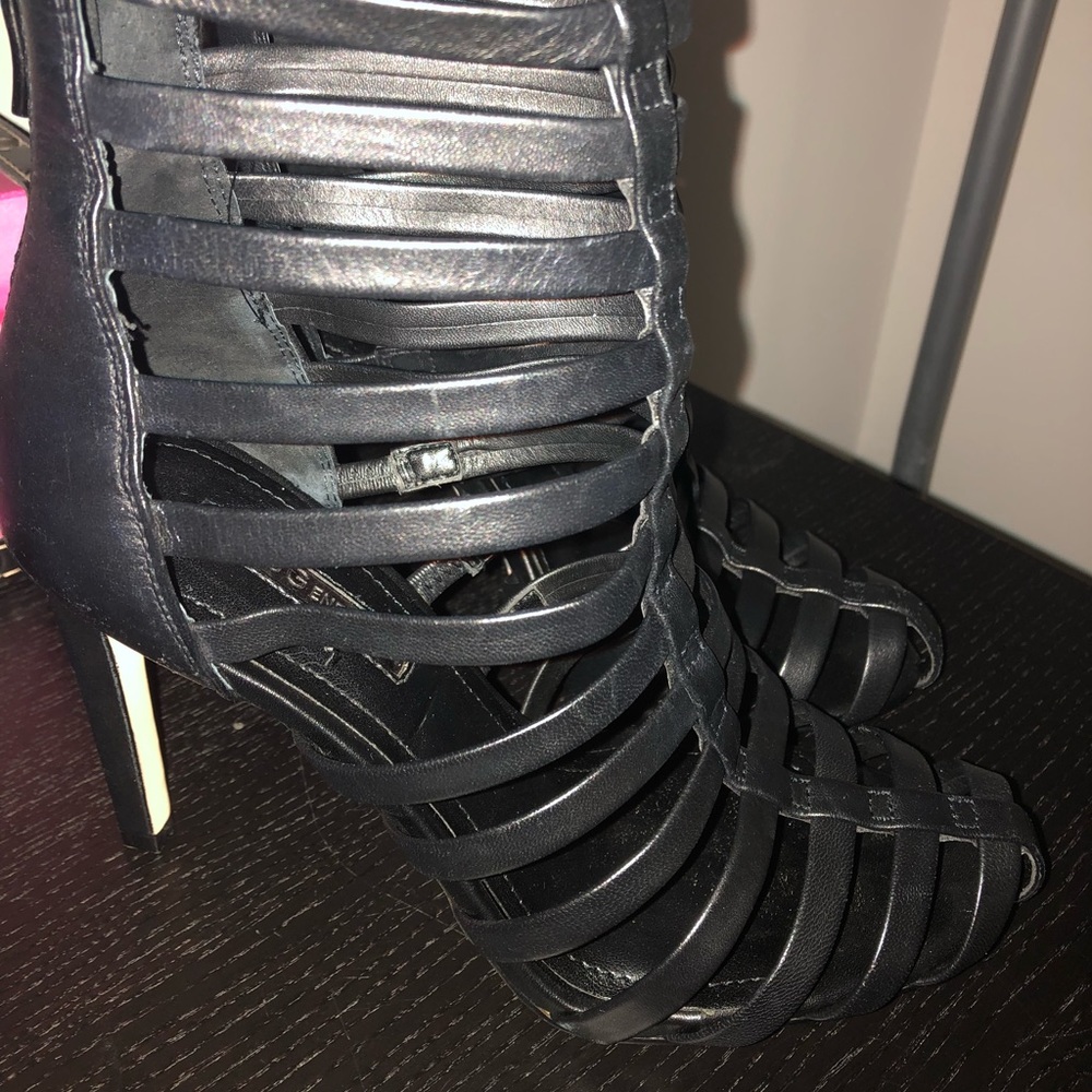 Black leather heels